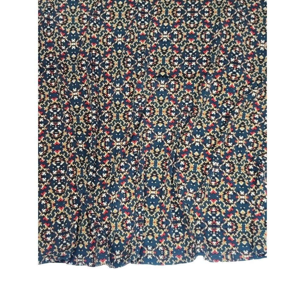 LuLaRoe Women's Christmas-like A-line Azure Stretchy Skirt Blue Red Tan, Size XL - Picture 2 of 9